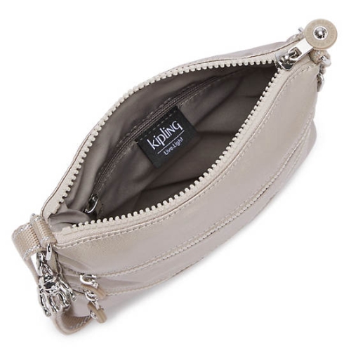 Kipling Keiko Metallic Crossbody Mini Bags Beige | USA-53VBGU