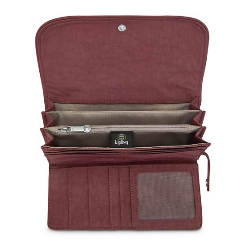 Kipling Money Land Snap Wallets Burgundy | USA-47XGME