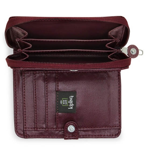 Kipling Money Love Metallic Small Wallets Burgundy | USA-30MPZW