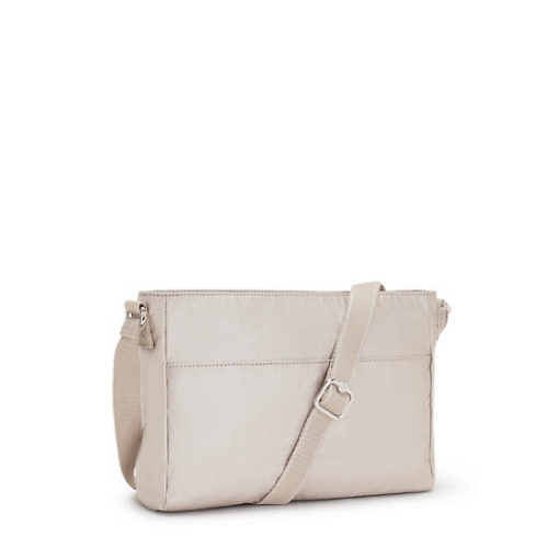 Kipling New Angie Metallic Crossbody Bags Beige | USA-23NRLW