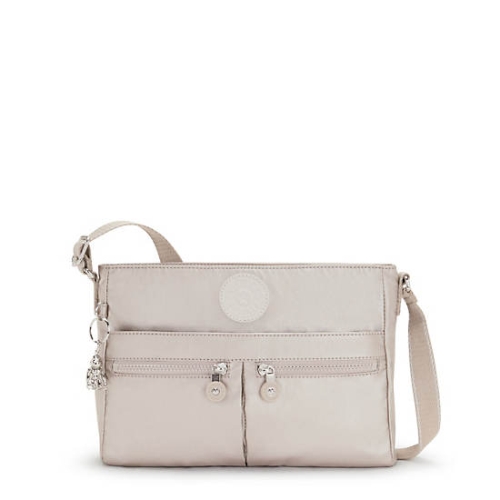 Kipling New Angie Metallic Crossbody Bags Beige | USA-23NRLW