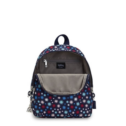 Kipling Paola Small Printed Backpacks Blue | USA-98GYRW