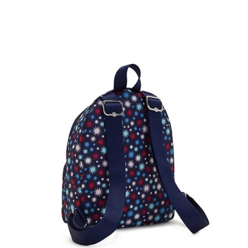 Kipling Paola Small Printed Backpacks Blue | USA-98GYRW