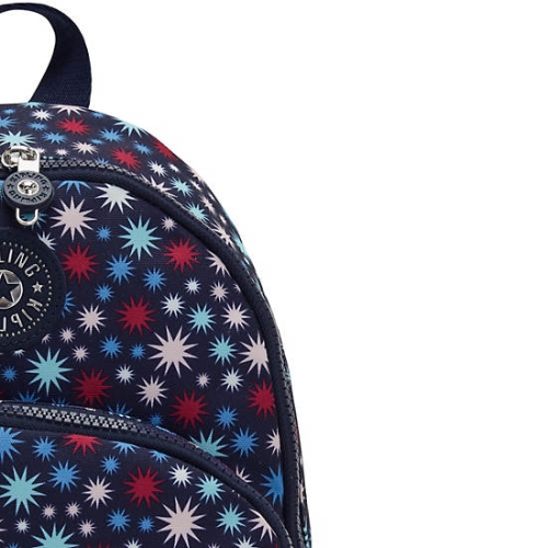 Kipling Paola Small Printed Backpacks Blue | USA-98GYRW