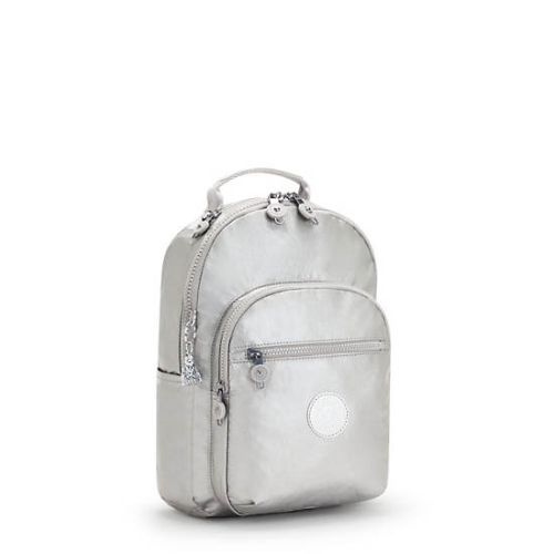 Kipling Seoul Small Metallic Tablet Backpacks Silver | USA-14FRLJ