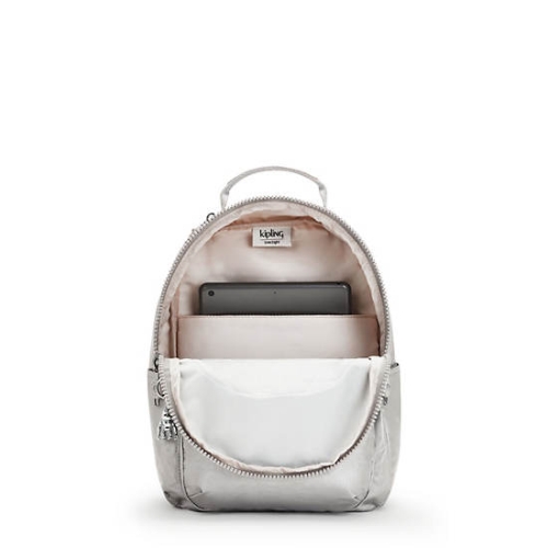 Kipling Seoul Small Metallic Tablet Backpacks Silver | USA-14FRLJ