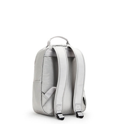 Kipling Seoul Small Metallic Tablet Backpacks Silver | USA-14FRLJ