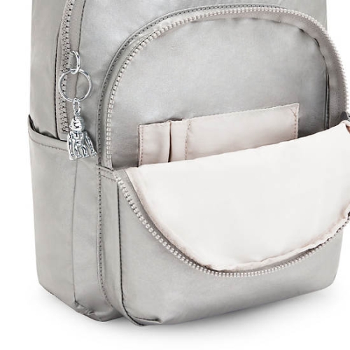 Kipling Seoul Small Metallic Tablet Backpacks Silver | USA-14FRLJ