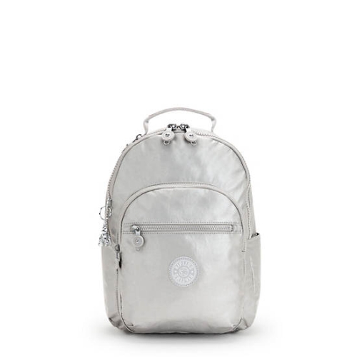 Kipling Seoul Small Metallic Tablet Backpacks Silver | USA-14FRLJ