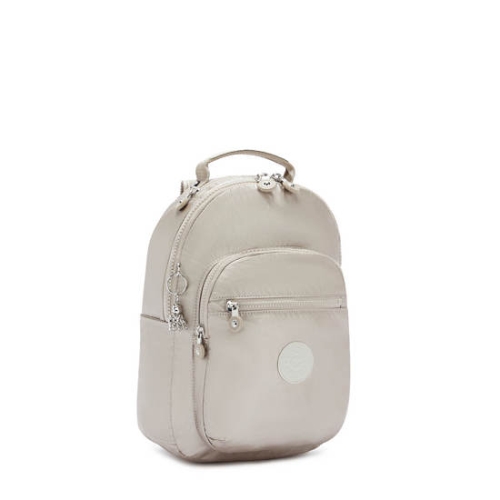 Kipling Seoul Small Metallic Tablet Backpacks Beige | USA-71YBEQ