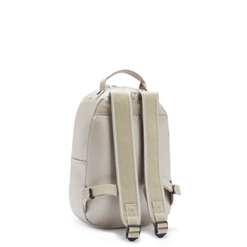 Kipling Seoul Small Metallic Tablet Backpacks Beige | USA-71YBEQ