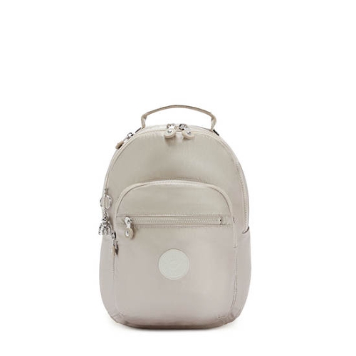 Kipling Seoul Small Metallic Tablet Backpacks Beige | USA-71YBEQ