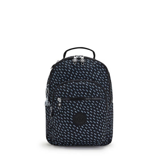 Kipling Seoul Small Printed Tablet Backpacks Blue White | USA-01GXPB