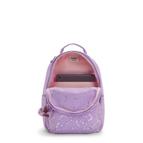 Kipling Seoul Small Printed Tablet Backpacks Purple | USA-60GOKE