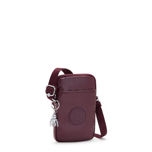 Kipling Tally Metallic Phone Bags Burgundy | USA-80SOFE